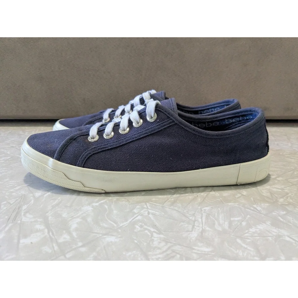 Bebe Dane Navy Blue Canvas Low Top Sneakers Womens 8.5‎ Streetwear 80s 90s Y2K